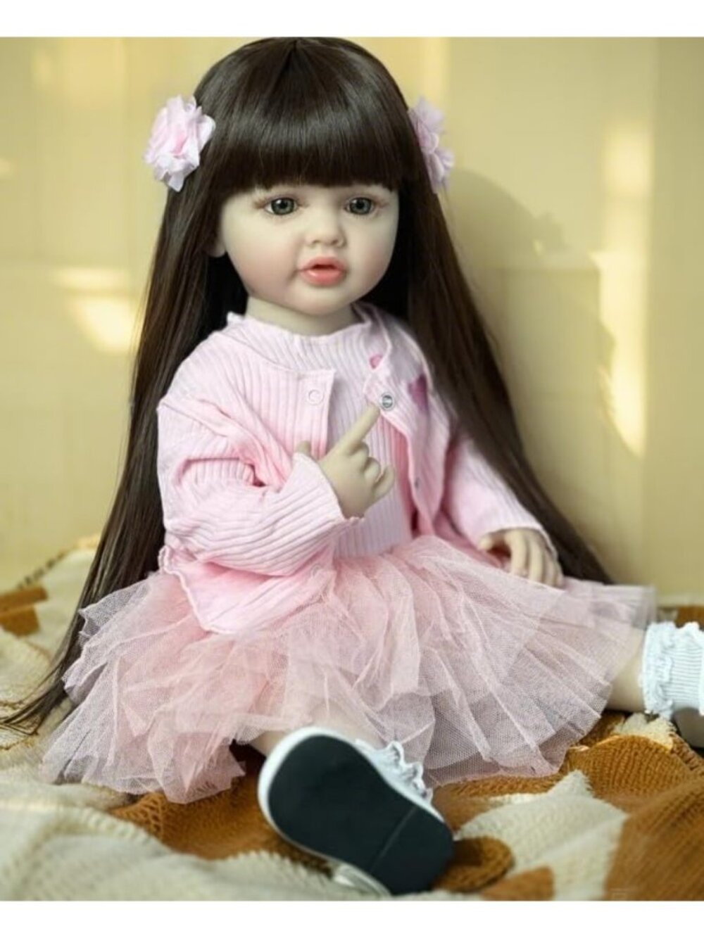 22in Full Body Silicone Vinyl Reborn Toddler Girl Doll Poseable Pink Tutu
